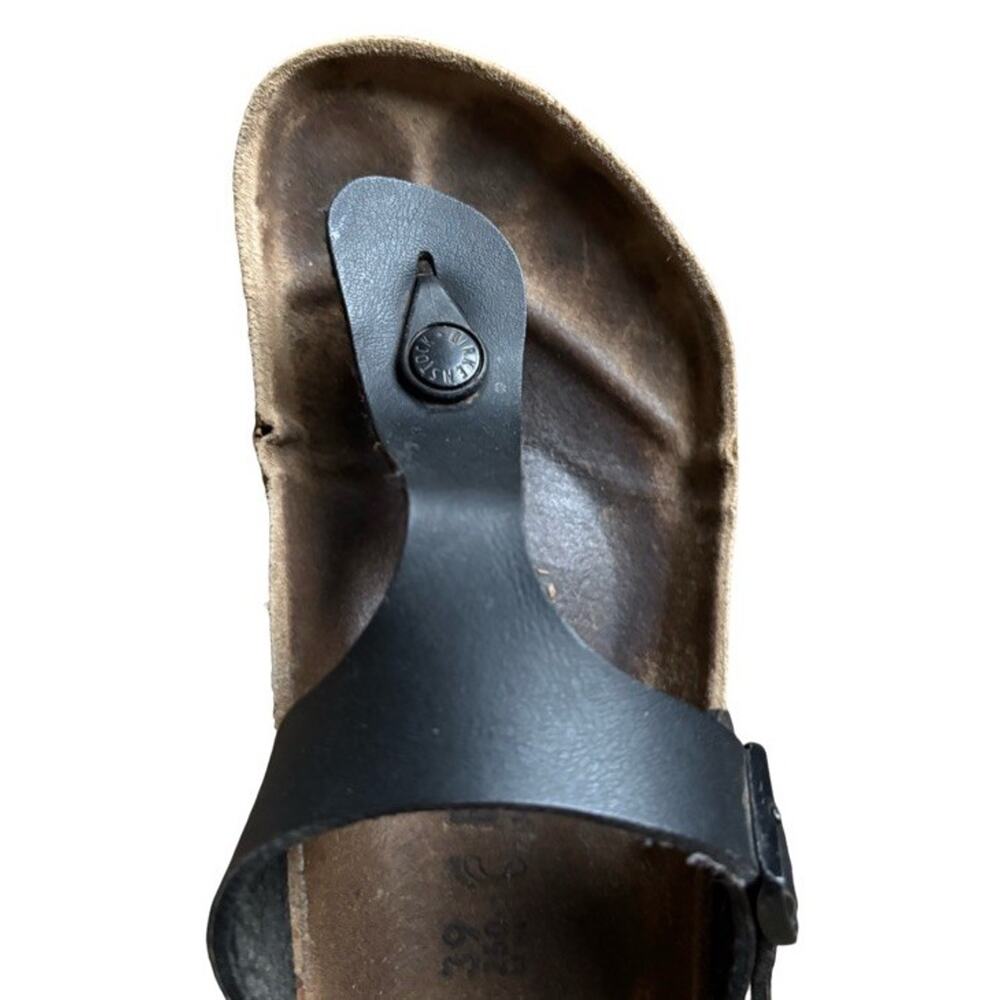 Birkenstock Thong Sandals Size 39 Gizeh Black Worn Used Casual Summer US 8 - Picture 3 of 9